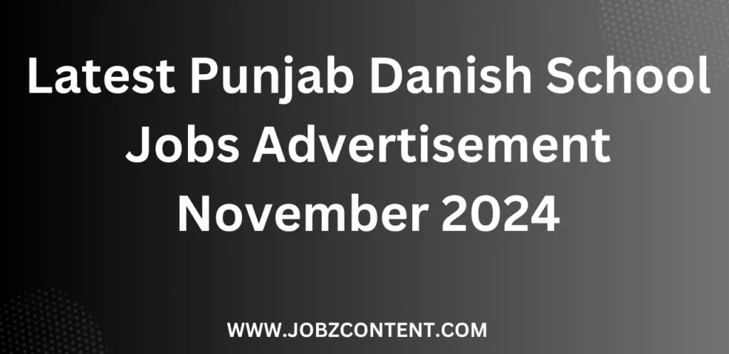 Latest Punjab Danish School Jobs Advertisement November 2024